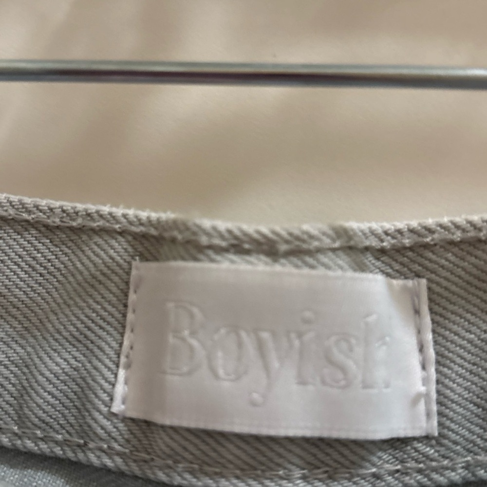 Boyish The Corey Raw Hem Denim Mini Skirt in Ashes & Diamonds Wash 28 Button Fly - Picture 3 of 8